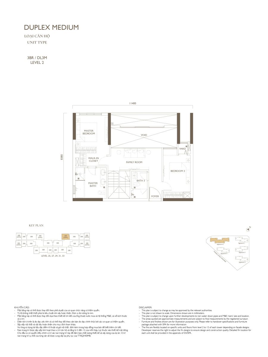 Layout 3 phòng ngủ duplex căn 08 tại tòa S6 dự án Lumi Hanoi