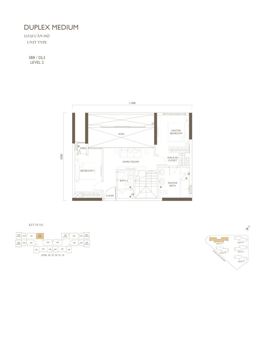 Layout 3 phòng ngủ duplex căn 05 tại tòa S6 dự án Lumi Hanoi