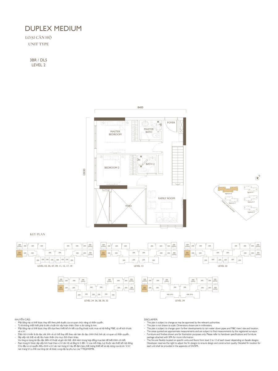 Layout 3 phòng ngủ duplex căn 03 tại tòa S6 dự án Lumi Hanoi